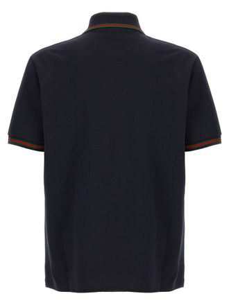 Gucci Nastro Web Striped Cotton Piqu&eacute; Polo - Navy