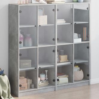 vidaXL Vidaxl - Estanter&iacute;a Con Puertas Madera De Ingenier&iacute;a Gris 136x37x142 Cm