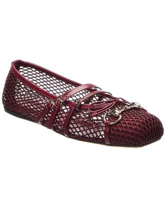 Gucci Horsebit Mesh & Leather Ballet Flat