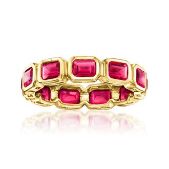RS Pure by Ross-Simons Lab-Grown Ruby Eternity Band in 18kt Gold Over Sterling
