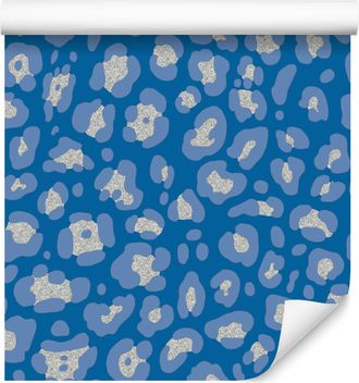 OEM Carta Da Parati Effetto Pelle Blu E Viola, Blu E Grigio Chiaro, 50x1000 Cm