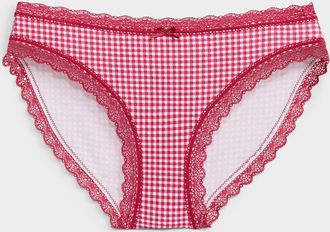 Miiyu Womens Scalloped lace-trim bikini panty Organic cotton