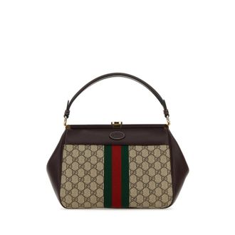 Gucci Gg Supreme Fabric And Leather Handbag