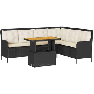 vidaXL Set De Sof&aacute;s De Jard&iacute;n 2 Piezas Y Cojines Rat&aacute;n Sint&eacute;tico Negro Vidaxl