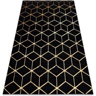 RugsX Rugsx - Alfombra Moderno 3d Gloss 409c 86 Cubo Elegante, Glamour, Art Deco Negro / Oro Black 160x220 Cm