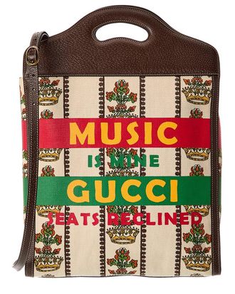 Gucci Centennial 100 Medium Canvas & Leather Tote