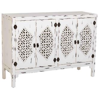 Wanderlust Deco Aparador de madera lacado de 4 puertas 120x40x86,5h cm - blanco