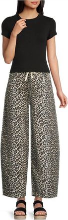Tractr Mid Rise Easy Fit Leopard Print Jeans In Multi