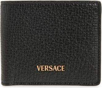 Versace Myth Leather Bifold Wallet in Black-Versace Gold at Nordstrom