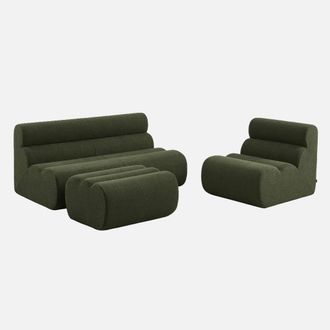 Sweeek Sof&aacute; Envasado Al Vac&iacute;o Modular De Borreguito Con Reposapi&eacute;s, 3 Plazas