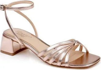 Badgley Mischka Pasco Ankle Strap Sandal in Rose Gold Leather at Nordstrom, Size 6.5