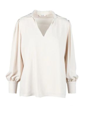 Think Beige Polyester Blouse