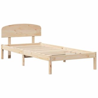 Berkfield Home Bed Frame with Headboard 90x200 cm Solid Wood Pine in Beige