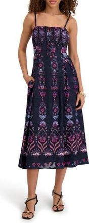 Kensie Print Midi Sundress in Navy Multi at Nordstrom Rack, Size 10