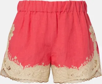 Valentino Shorts in lino con ricamo
