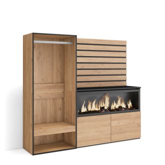Skraut Home Aparador, Con Almacenamiento, 167x145x35 Cm, Dormitorio, Habitaci&oacute;n, Chimenea El&eacute;ctrica Xxl, Vestidor Abierto, Estilo Moderno, Roble - Skraut Home