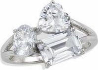 Savvy Cie Jewels Rhodium Plated Sterling Silver Mixed Cubic Zirconia Ring in White at Nordstrom Rack, Size 6