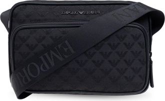 Emporio Armani logo-jacquard shoulder bag - men - Polyester - One Size - Black
