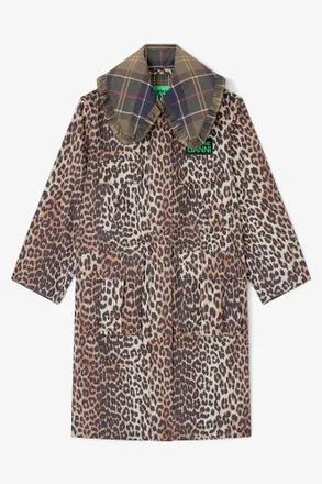 Ganni x Barbour Long Coat in Leopard - Size 32 Mixed