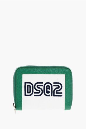 Dsquared2 Hammered Leather Wallet With Zip Closure size One Size