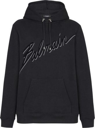 Balmain Flocked Letter Hoodie - Heren - Hoodies - Zwart - L - Katoen - Hoodies & sweatvesten