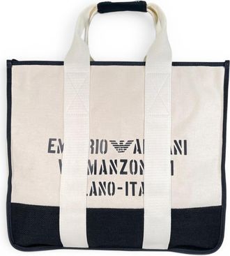Emporio Armani Black White Pouch Tote Bag (Pre-Owned)