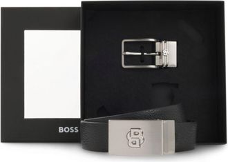 BOSS Leather belt with Double B monogram buckle