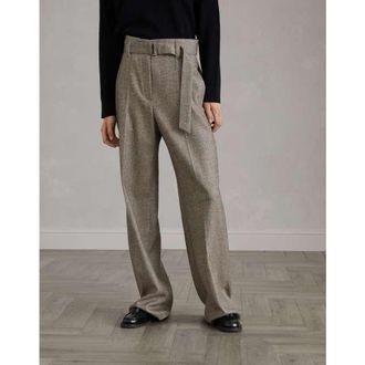 Brunello Cucinelli Womens Brown Wool Blend Wide Leg Trousers, Size 38