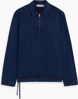 Orlebar Brown Mens Oglio Denim Half-Zip Shirt In Indigo