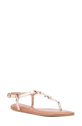 New York & Company Kaia T-Strap Sandal in Rose Gold at Nordstrom Rack, Size 10