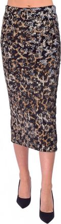 Le Superbe Liza Sequin Midi Skirt In Leopardo