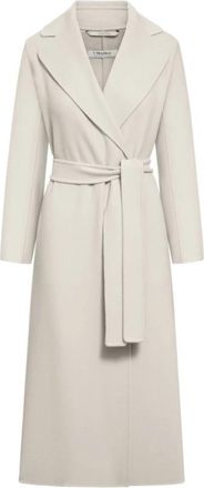 Max Mara Elegante Wollen Jas met Riem Zakken - Dames - Jas met riem - Beige - XS - Wol - Jassen