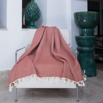 Febronie Manta plaid algod&oacute;n rojo tejas 160x250