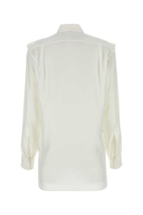 Burberry Womens White Silk Shirt Grain Exterior: Camicie