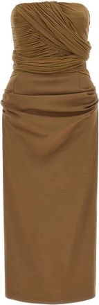 Magda Butrym 28 Midi Jurk - Dames - Feestkleedjes - Bruin - 2XS - Wol - Kleedjes