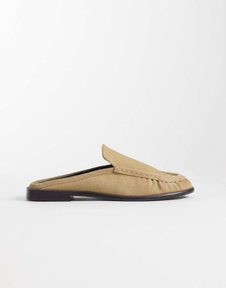 Asos Mystique - Sabot premium stile mocassino in camoscio color sabbia-Neutro
