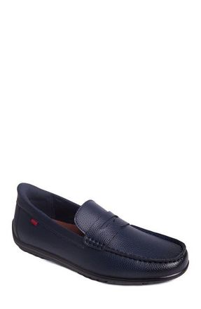 Marc Joseph New York John Street Hands Free Technology Leather Penny Loafer in Navy Grainy Leather at Nordstrom, Size 11.5