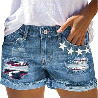 Generic for Ladies Fall Summer Denim USA Striped Graphic Slimming Tunic Stretchy Going Out Cowgirl Ripped Distressed Shorts Juniors Button Zip Up 2025 Clothes