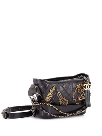 Chanel Gabrielle Embellished Quilted Aged Calfskin Small hobo bag - Zwart