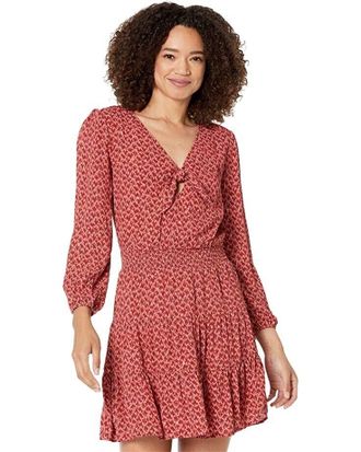 Paige Sandee Dress Womens Red Printed Tiered Ruffle Hem A-Line JDM1007