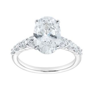 LuvMyJewelry Julia 14K White Gold Oval Lab Grown Diamond Engagement Ring - 3.7 Ct at Nordstrom, Size 7.5