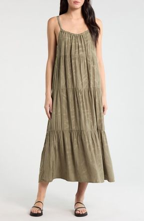 Splendid Maven Leaf Print Maxi Dress in Soft Green at Nordstrom, Size X-Large