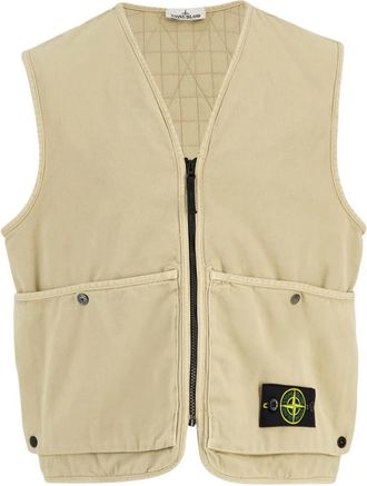 Stone Island Cotton Utility Vest - Heren - Bodywarmers - Beige - M - Katoen - Jassen