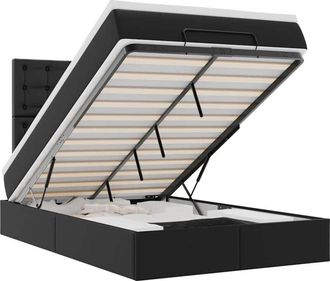 vidaXL Estructura Cama Otomana Colch&oacute;n Cuero Sint&eacute;tico Negro 120x200cm Vidaxl