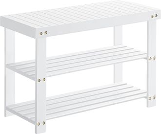 OEM Banco Para Guardar Zapatos, Fabricado En Bamb&uacute;, Vers&aacute;til Para Uso En Interiores, Color Blanco