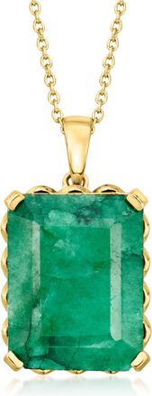 Ross-Simons Emerald Pendant Necklace in 18kt Gold Over Sterling