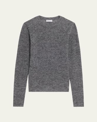 Brunello Cucinelli Silk-Alpaca Open-Knit Crewneck Sweater