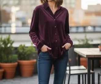 Vince Camuto Elegant Long Sleeve Button Down Shirt In Purple