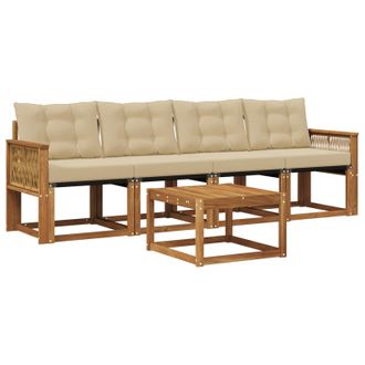 vidaXL Conjunto De Sof&aacute;s De Exterior Con Coj&iacute;n 5 Pcs Natural Y Beige Vidaxl