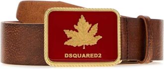 Dsquared2 Brown Leaf Logo Buckle Belt